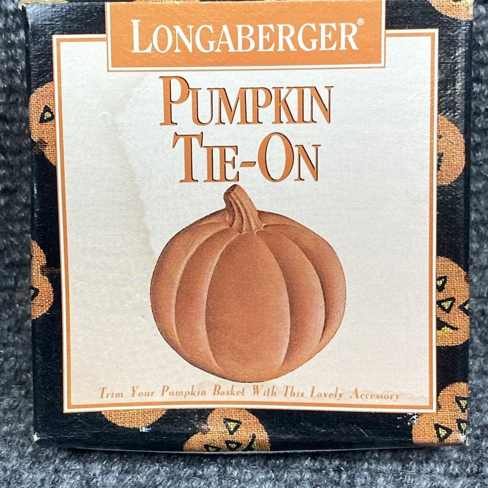 Longaberger Pumpkin Tie-On 1995 Ceramic Halloween Basket Accessory New #31763